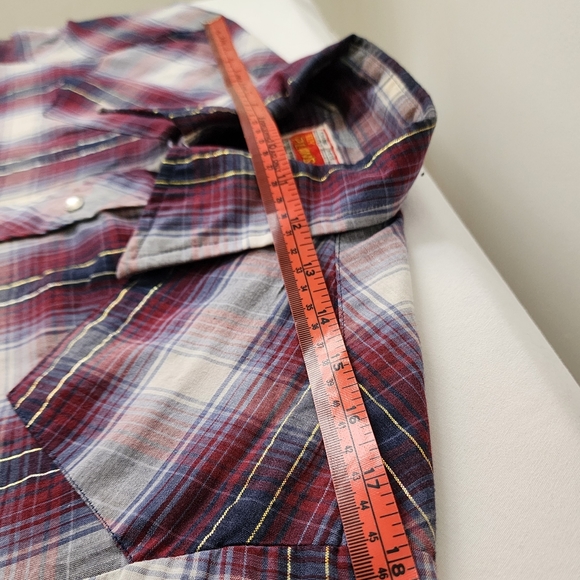 Ely Plains Vtg Western Coyboy Plaid Pearl Snap Closure Fitted XL Korean - Picture 8 of 12